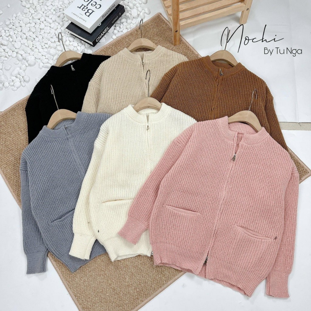 Áo len cadigan kéo khóa kiểu Hàn Quắc, Áo khoác len nữ hàng loại 1 dày dặn