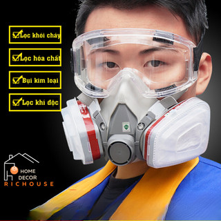 Mặt nạ chống khói, khí độc kèm kính, mặt nạ phòng độc, chống bụi, chống hơi độc hại, hóa chất.