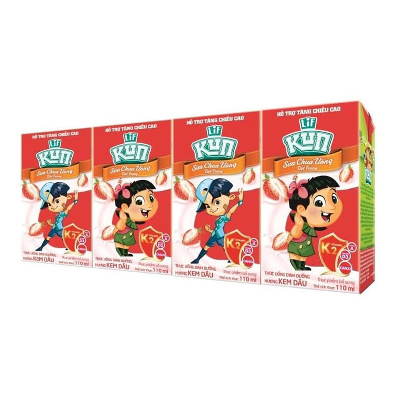 Thùng sữa trái cây Lif KUN hương dâu 48 hộp 110ml