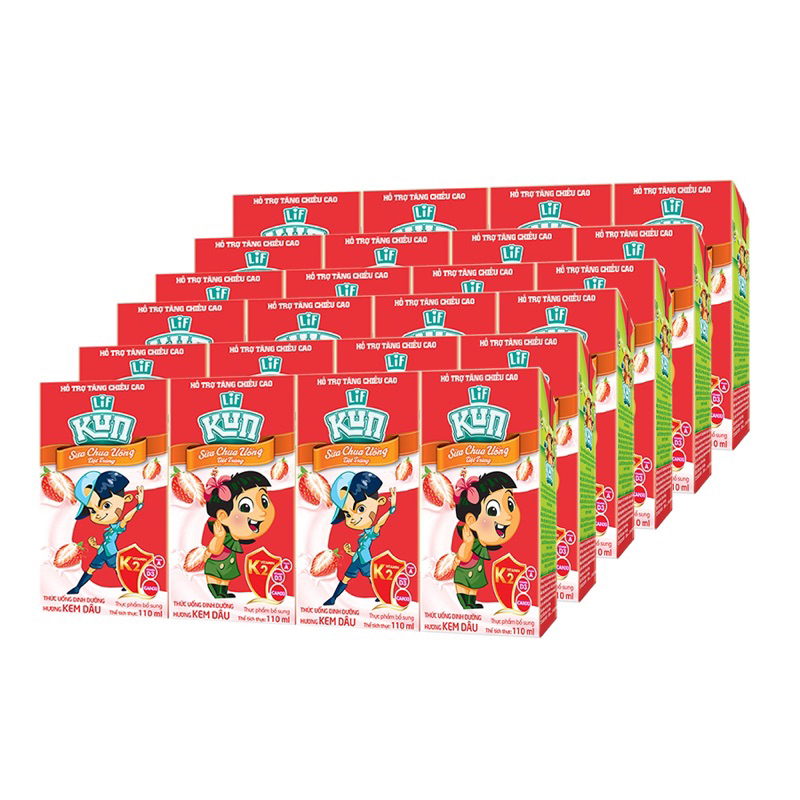Thùng sữa trái cây Lif KUN hương dâu 48 hộp 110ml