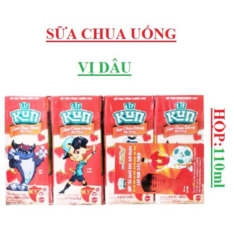 Thùng sữa trái cây Lif KUN hương dâu 48 hộp 110ml