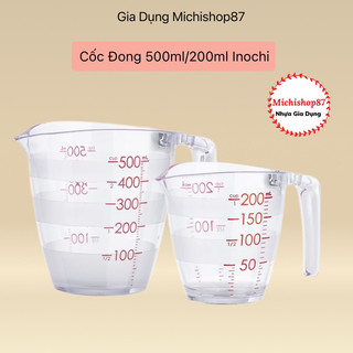 Cốc Nhựa Đong Nước Chia Vạch Yoko Inochi 500ml-200ml, Cốc chia định lượng nước có vạch chia làm bánh