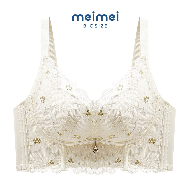 Áo ngực bigsize nữ không gọng chất ren mềm mút liền bản to CUP C nâng đỡ và che mỡ lưng Meimei Bigsize A11