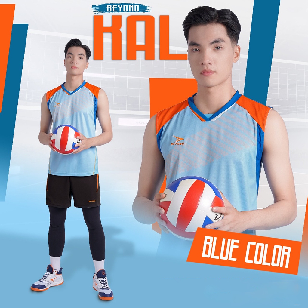Bộ Quần Áo Bóng Chuyền Ba Lỗ Nam Beyono Kal, Thiết Kế Trẻ Trung, Vải Co Giãn Tốt, Thấm Hút Mồ Hôi, Thoáng Mát