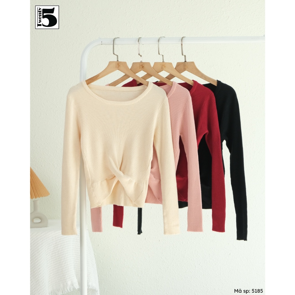 Áo len mỏng, dài tay, ly xoắn Twenty.Five 5185