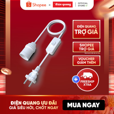 [HỎA TỐC] Chuôi đèn liền công tắc Điện Quang ĐQ LH E27 Màu Đen/Trắng, chiều dài 3m/5m/10m - Bảo hành 12 tháng