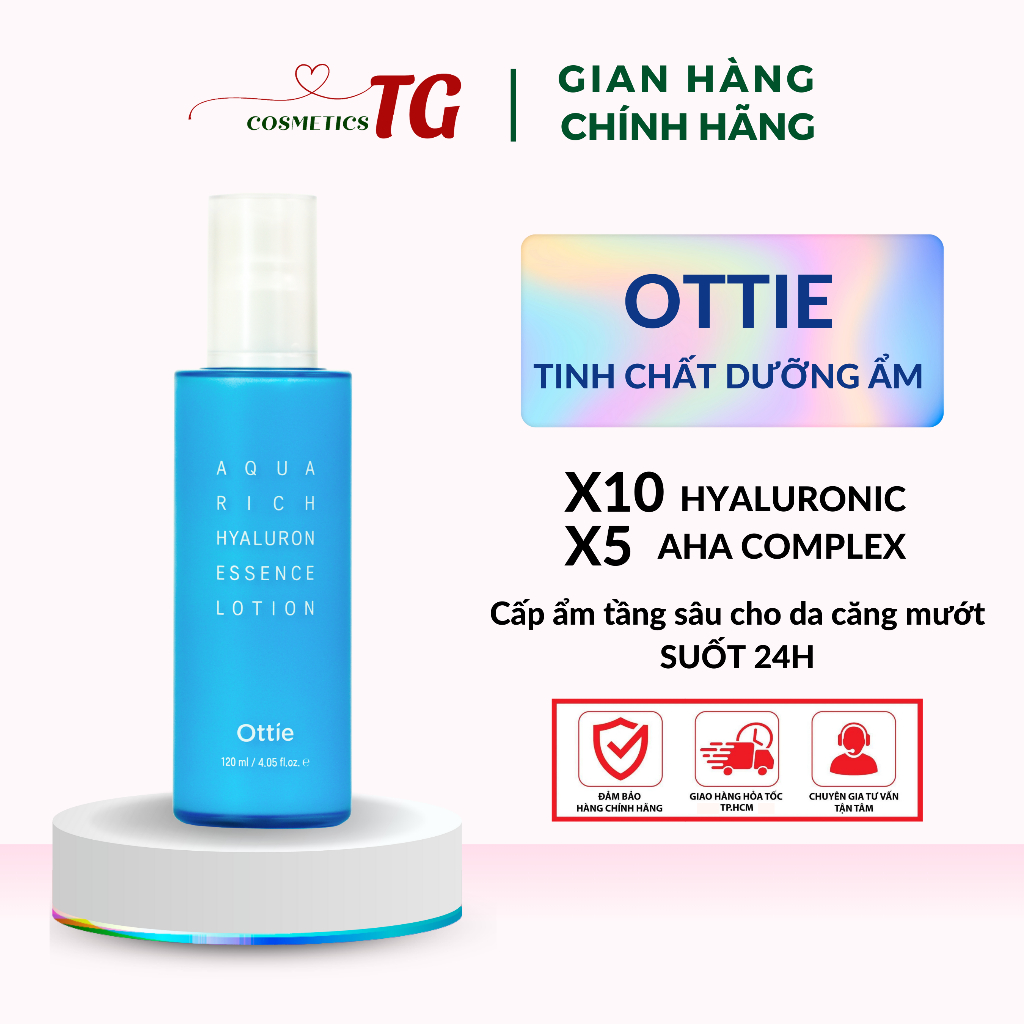 Tinh Chất Dưỡng Da Ottie Aqua Rich Hyaluron Essence Lotion 120ml - Cấp Nước Dưỡng Ẩm Ngăn Ngừa Lão Hóa