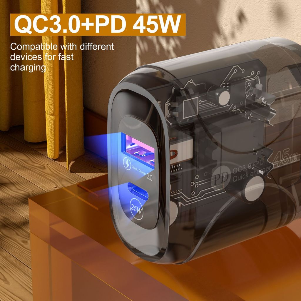 Bộ sạc nhanh PD 45W QC3.0  cho điện thoại - Gutek AP44