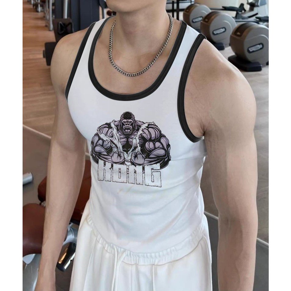 Áo Ba Lỗ Trắng Viền Đen THỂ THAO, GYM, ĐI CHƠI Thoáng Mát Chất Cotton Thời Trang Unisex 001