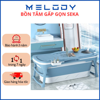 Bồn tắm gấp gọn người lớn Seka cao cấp gia đình tắm giúp thư giãn, xông hơi, Có nắp đậy [ BH 36 THÁNG]