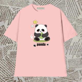 Áo Thun PANDA GẤU TRÚC Fubao Thất Tử Hoa Hoa Nam Nữ Unisex Cotton In Hình Dễ Thương