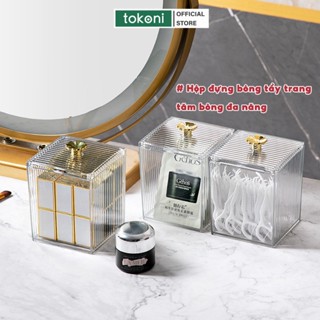 Hộp Đựng Bông Tẩy Trang Tăm Bông Đồ Trang Điểm Để Bàn JYoohome Nhựa Mika Trong Suốt Chống Bụi Bẩn