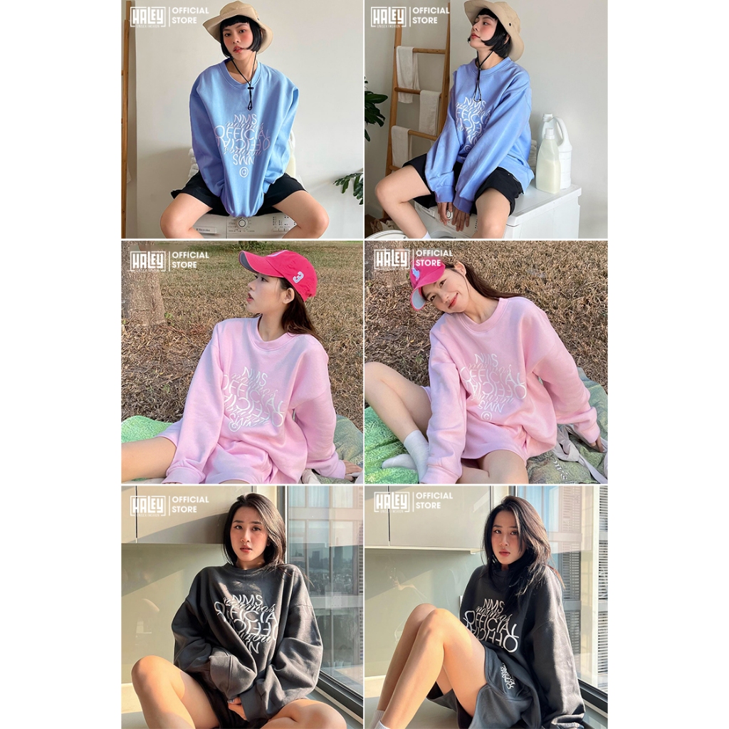 Áo Sweater Unisex HALEY HD445 Dài Tay Form Rộng OFFICIAL Mặc Đôi Phong Cách Trẻ Trung Chất Vải Nỉ Bông Ấm Áp