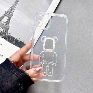 [ Iphone 11 ] Ốp Lưng Trong Suốt Hình Gấu Hở Táo