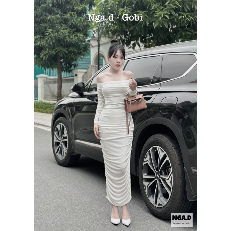 Đầm trễ vai dài tay dáng dài hàng chính chủ loại 1