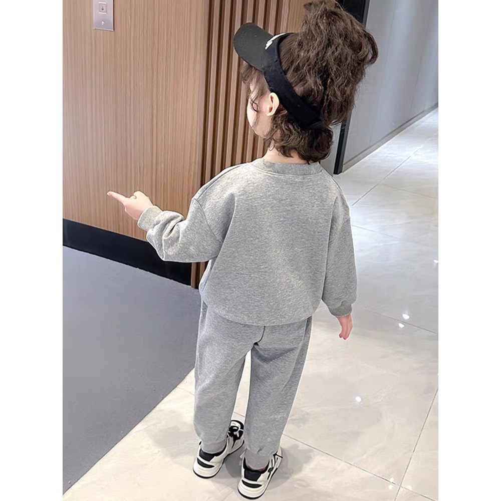 Set bộ thu đông bé gái in hình thỏ vải nỉ ép mềm đẹp cho bé gái 10-25kg