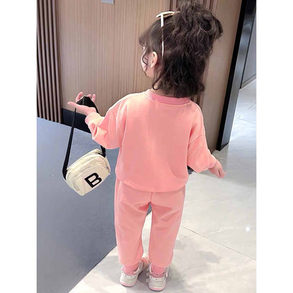 Set bộ thu đông bé gái in hình thỏ vải nỉ ép mềm đẹp cho bé gái 10-25kg