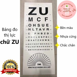 Bảng đo thị lực TNE chữ ZU và chữ C, chất liệu nhựa, dùng kiểm tra tật khúc xạ tại nhà.