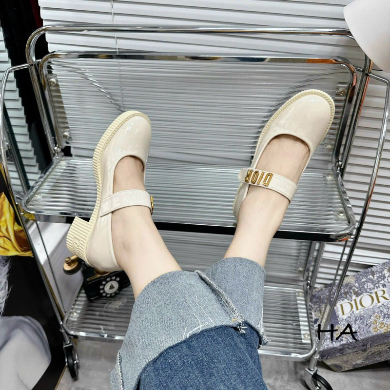 Giày Búp Bê Dio Gót Cao 5cm, Giày Búp Bê Nữ Quai Dán Da Mềm Đầy Đủ Hộp ,Bill, Túi Xách Giấy