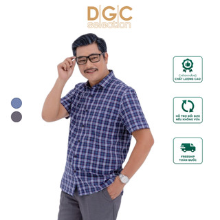 Áo sơ mi nam trung niên ngắn tay dgcs,hoạ tiết caro sasnbc67m