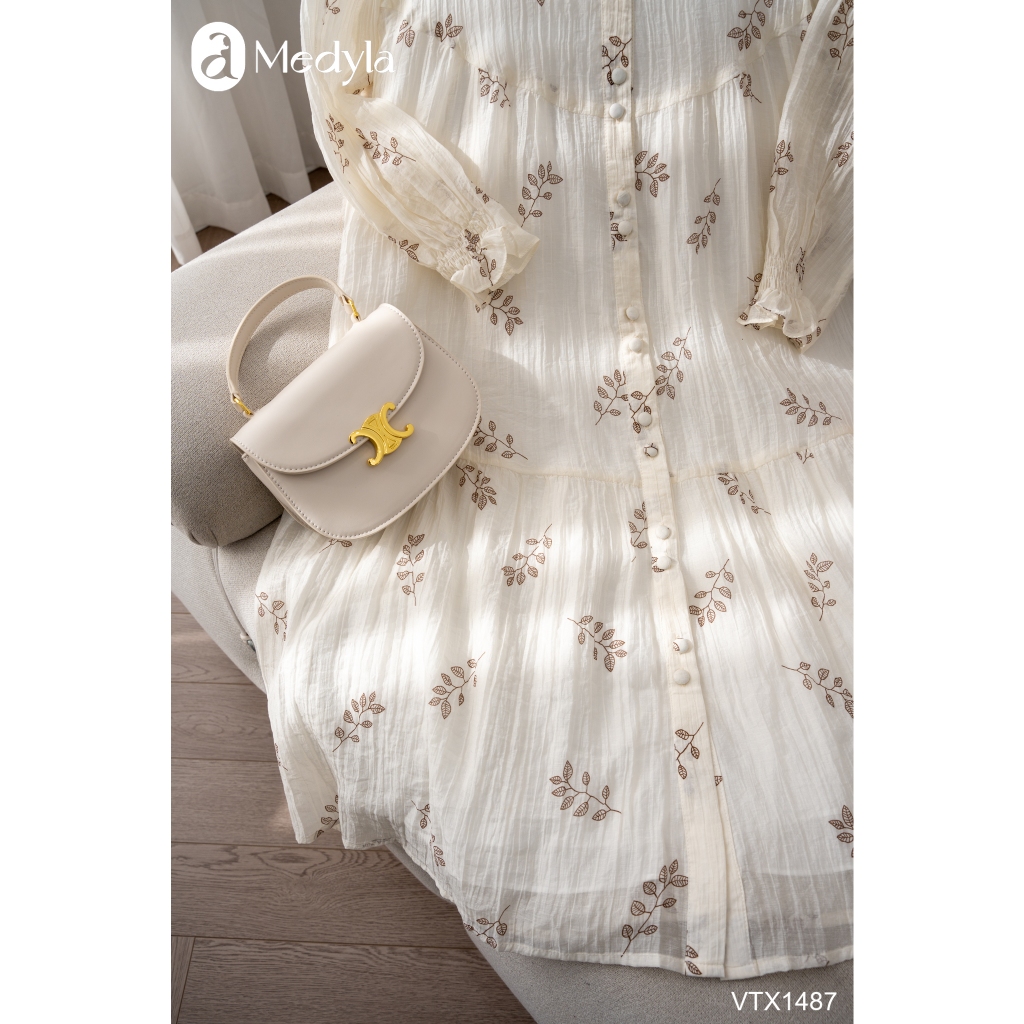 MEDYLA - Váy bầu mùa thu thiết kế tơ ren lót lụa cho bầu mặc đi làm dự tiệc - VTX1487