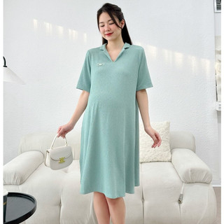 MEDYLA - Váy bầu kẻ len polo đầm bầu thiết kế len co dãn cho bầu đi chơi du lịch cực xinh - VTA1554