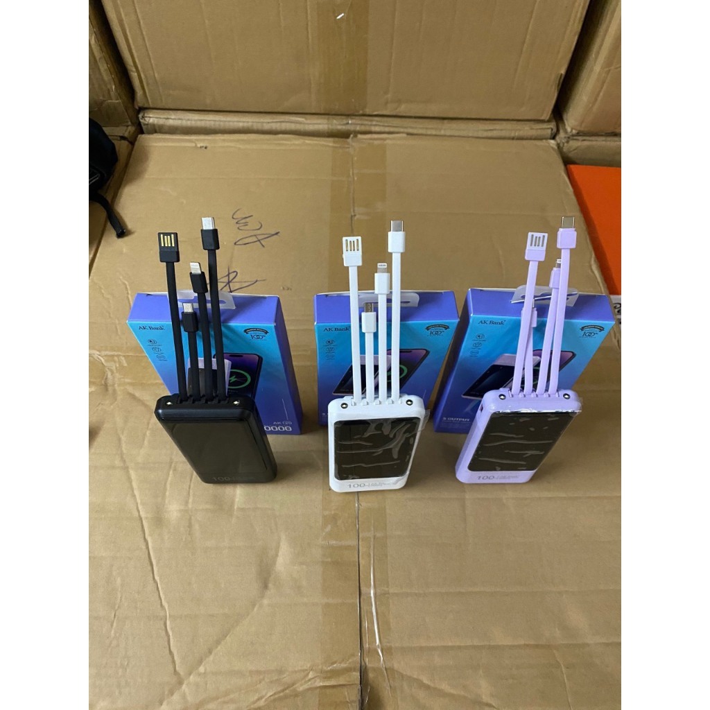 Sạc dự phòng tích hợp pin sạc kèm đèn với sạc 3 đầu AK120 và AK121 GONA_Official