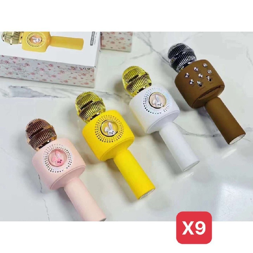 Micro karaoke X9 hình thỏ cho bé tập hát kiêm loa bluetooth âm thanh hay bắt giọng tốt có chế độ đổi tone GONA_Official
