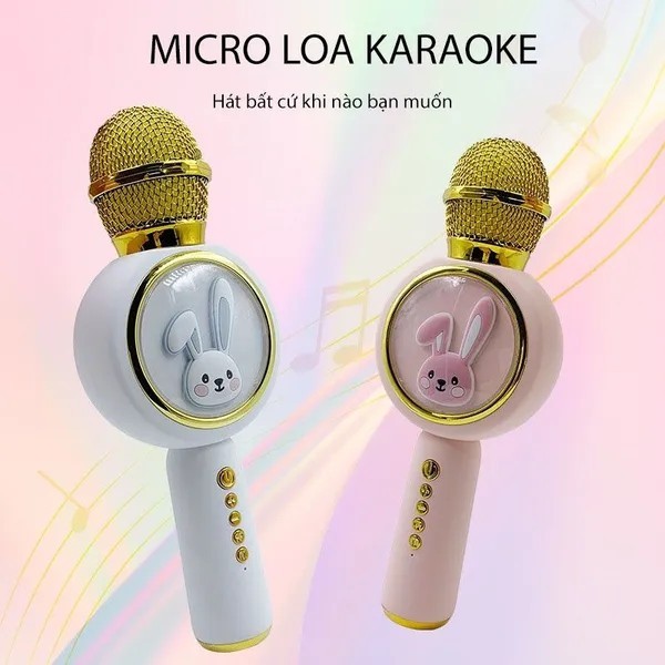 Micro karaoke X9 hình thỏ cho bé tập hát kiêm loa bluetooth âm thanh hay bắt giọng tốt có chế độ đổi tone GONA_Official