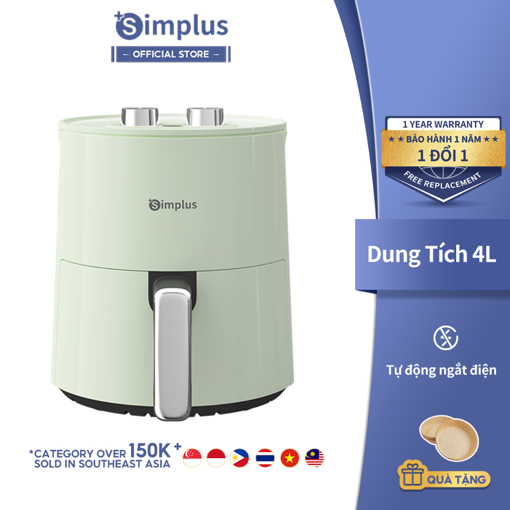 Nồi chiên không dầu Simplus Dung Tích Lớn 4L KQZG007 - Bảo Hành 1 Năm 1 Đổi 1