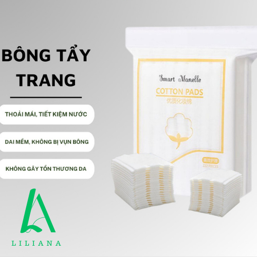 Bông Tẩy Trang Cotton 222 Miếng Siêu Thấm Hút, Mềm Mại Cho Da SINESTREA 8385