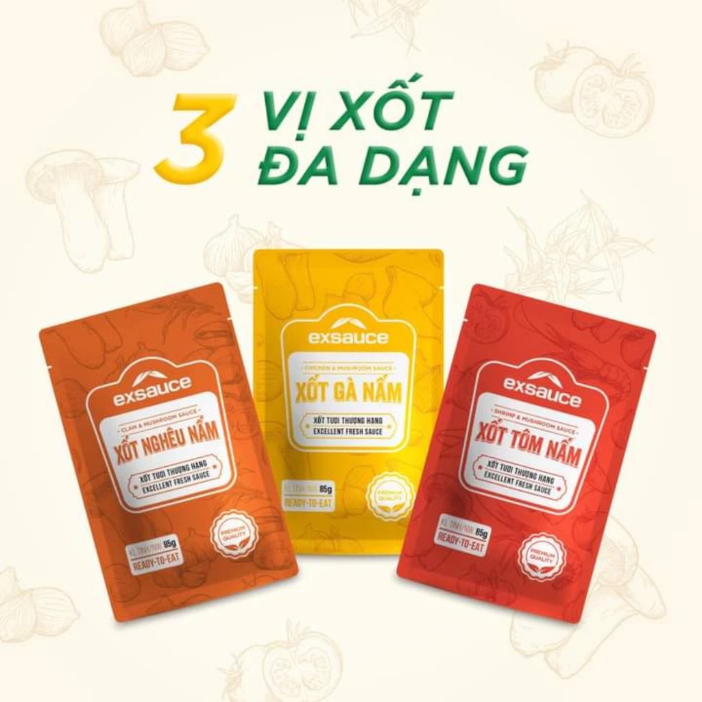 Xốt gà nấm/ tôm nấm/nghêu nấm nước xốt tươi thượng hạng trộn cùng mì,bún,cơm,..