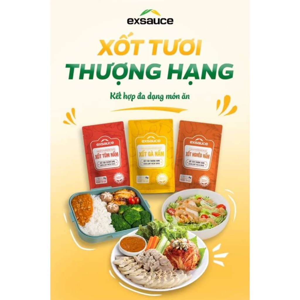 Xốt gà nấm/ tôm nấm/nghêu nấm nước xốt tươi thượng hạng trộn cùng mì,bún,cơm,..