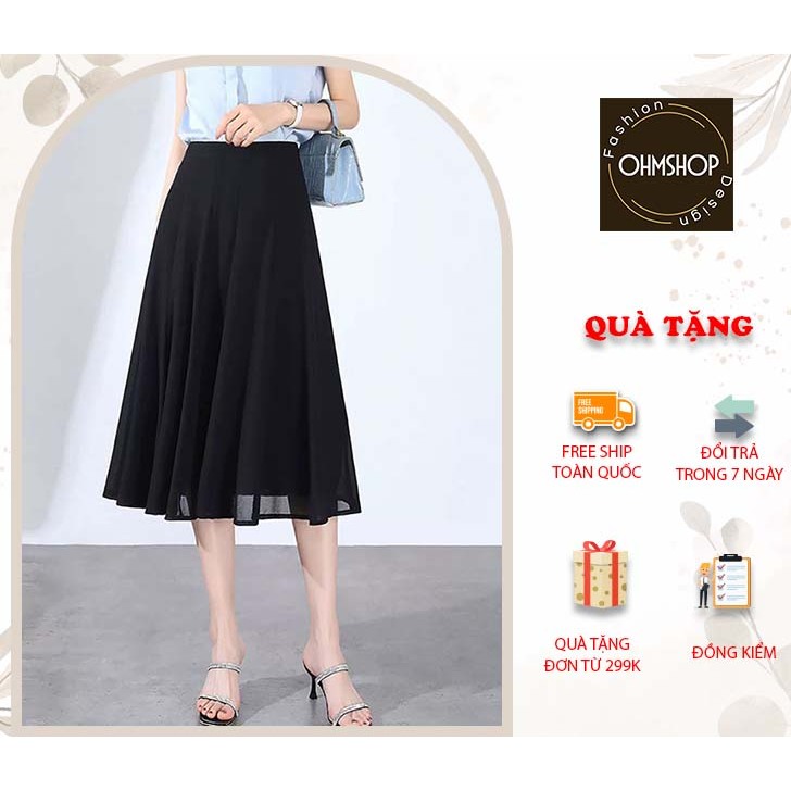 Chân Váy Xòe Vải Von 2 lớp OHMSHOP CV28 Dài qua gối 65cm
