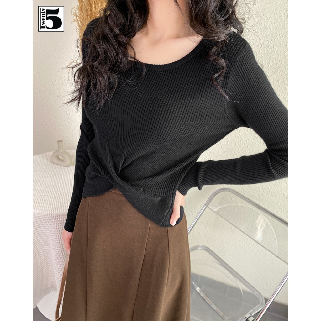 Áo len mỏng, dài tay, ly xoắn Twenty.Five 5185