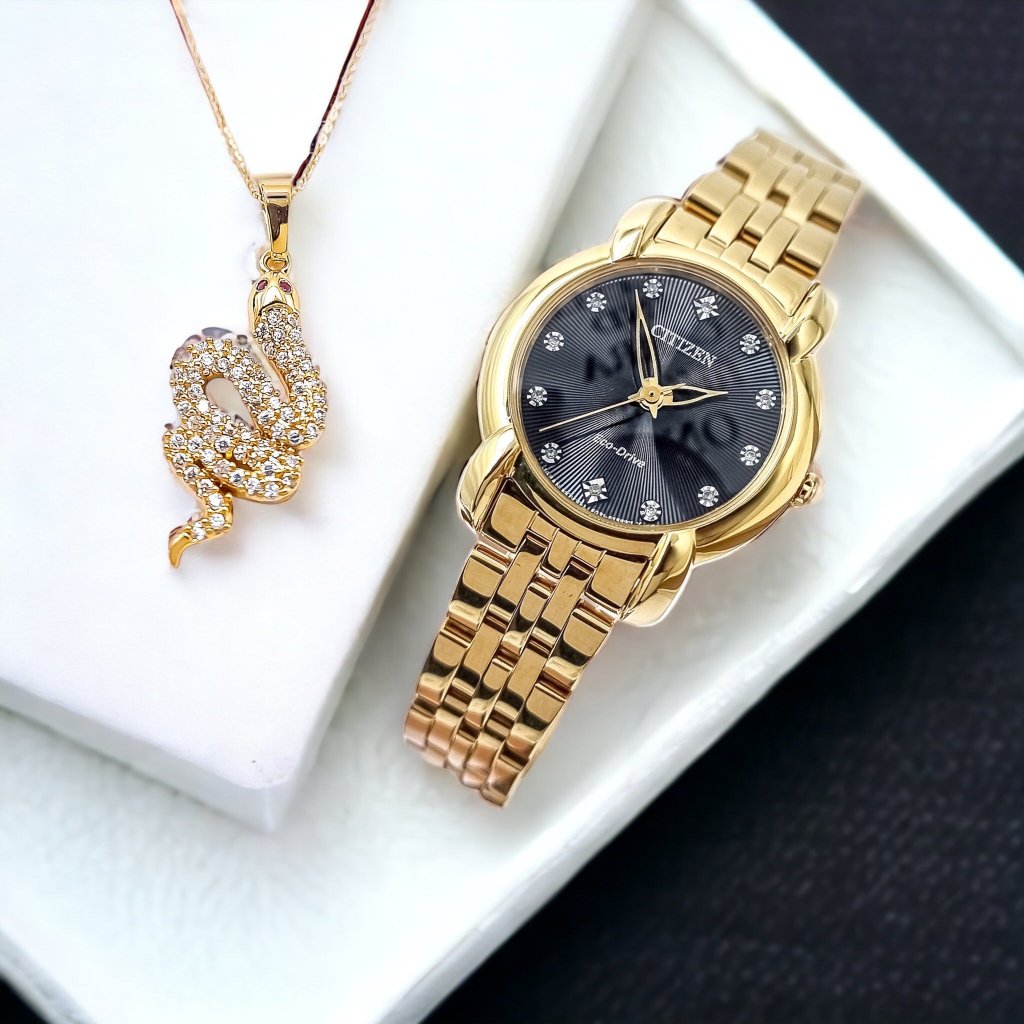 Đồng hồ nữ chính hãng Citizen EM0712-59E - Máy Quartz Pin năng lượng ánh sáng - Kính Sapphire