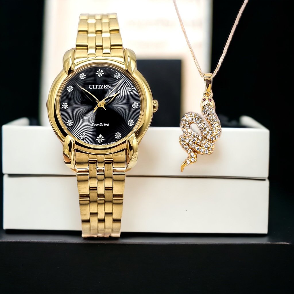 Đồng hồ nữ chính hãng Citizen EM0712-59E - Máy Quartz Pin năng lượng ánh sáng - Kính Sapphire