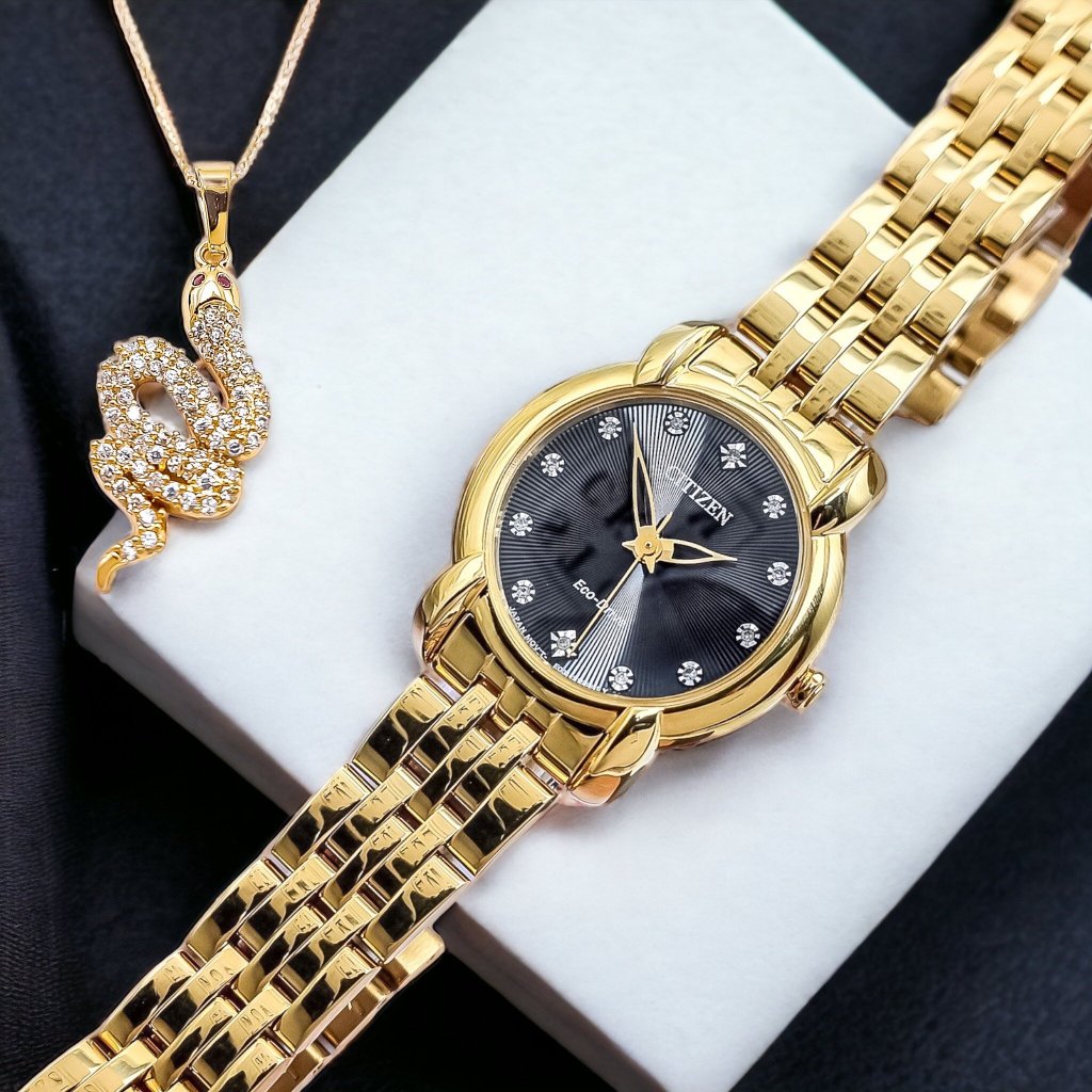 Đồng hồ nữ chính hãng Citizen EM0712-59E - Máy Quartz Pin năng lượng ánh sáng - Kính Sapphire