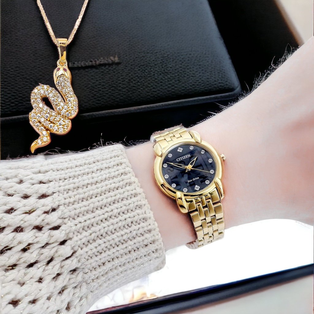 Đồng hồ nữ chính hãng Citizen EM0712-59E - Máy Quartz Pin năng lượng ánh sáng - Kính Sapphire