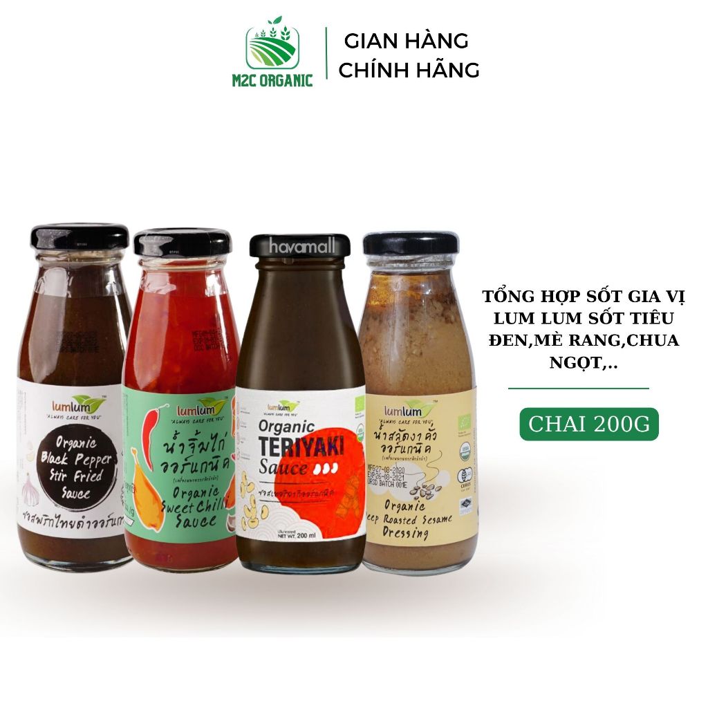 Sốt hữu cơ Lum Lum sốt teriyaki sốt mè rang sốt me sốt ớt chua ngọt hương vị đậm đà