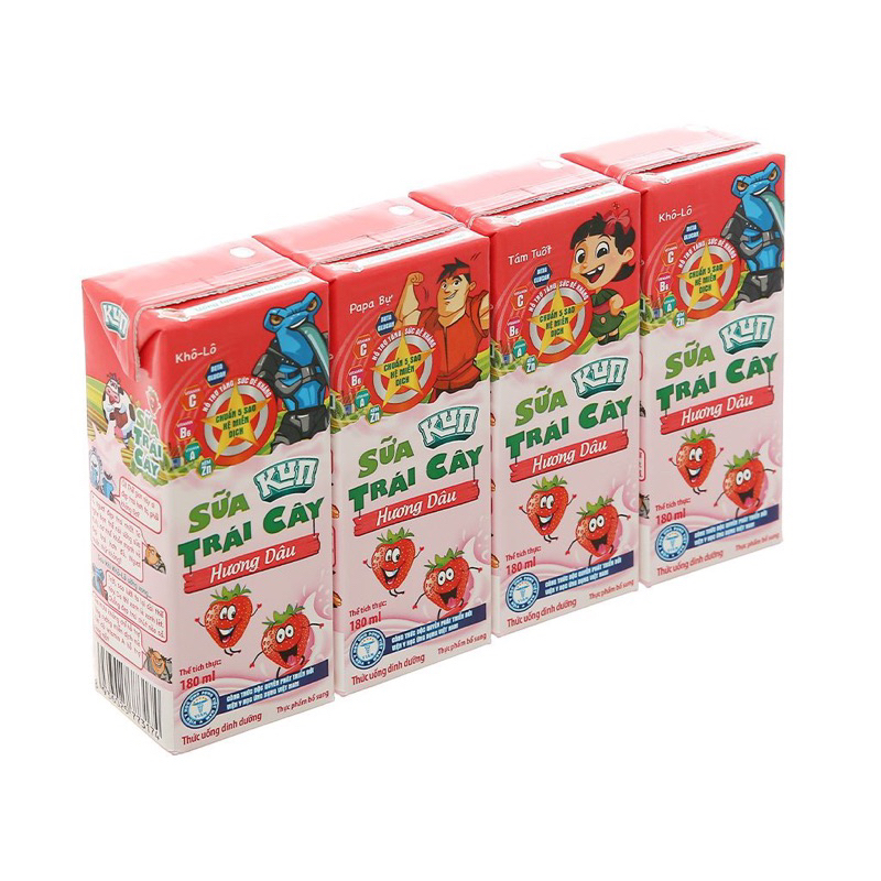 Thùng sữa trái cây Lif KUN hương dâu 48 hộp  180ml
