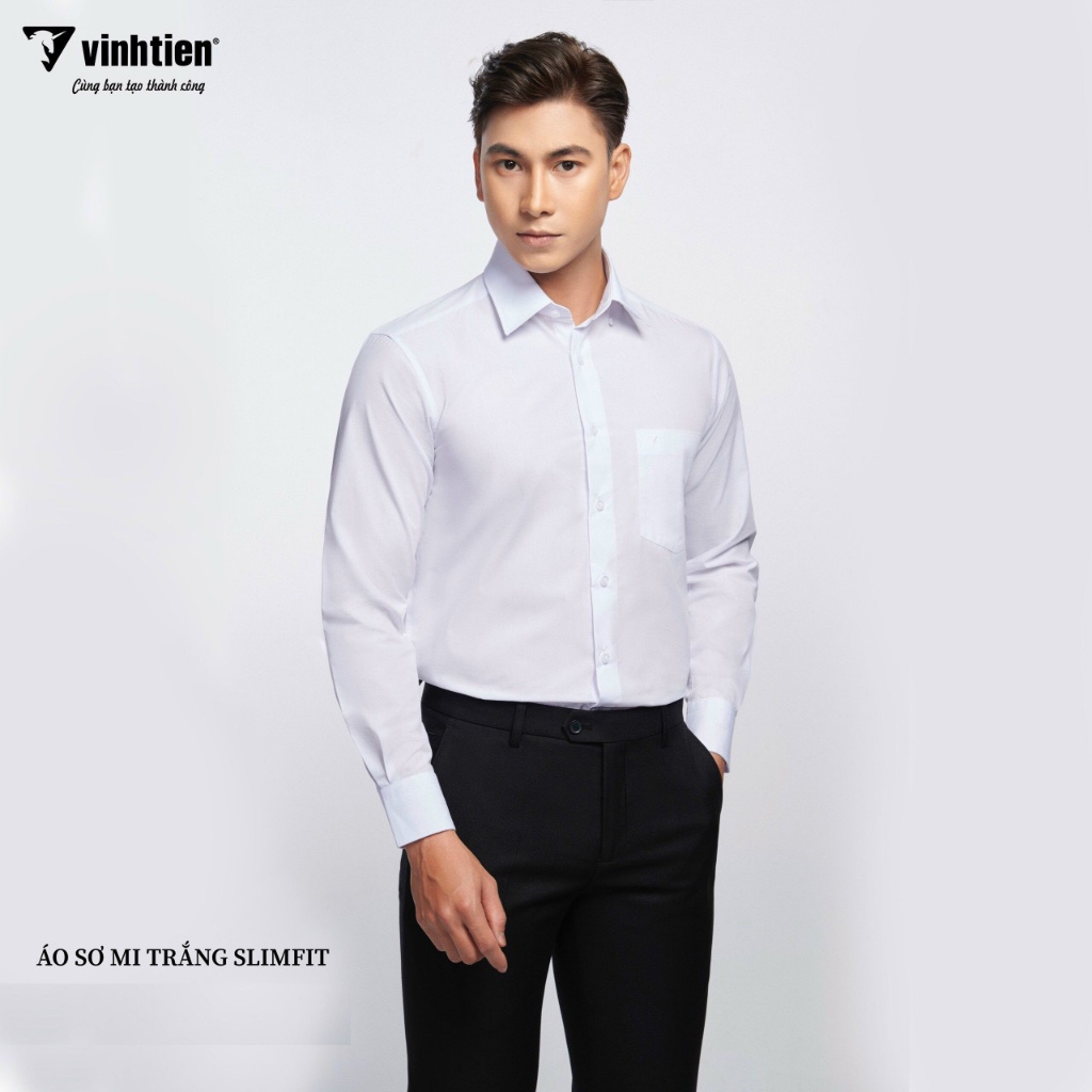 ÁO SƠ MI DÀI TAY MÀU SLIMFIT 360 VĨNH TIẾN TRẮNG