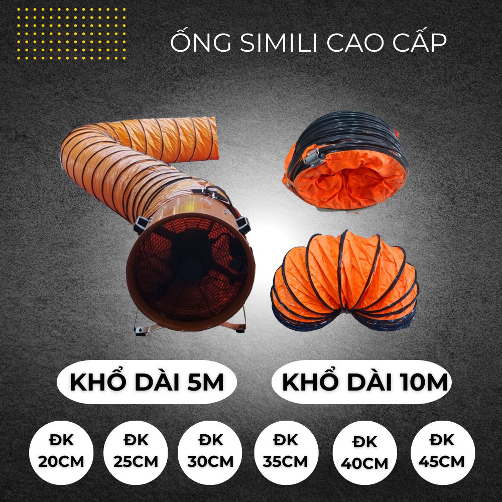 ỐNG GIÓ SIMILI CO GIÃN CHO QUẠT THÔNG GIÓ DÀI 5M/ 10M