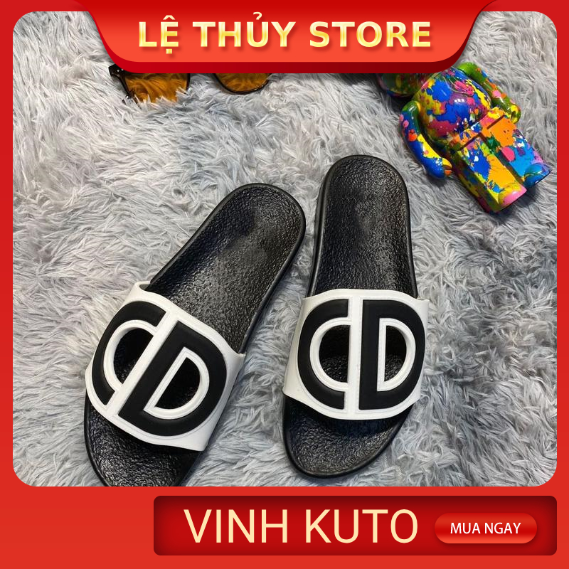 Dép thời trang quai ngang nam đẹp cd trắng đen .Hàng sẵn kho đủ màu  - LỆ THỦY STORE