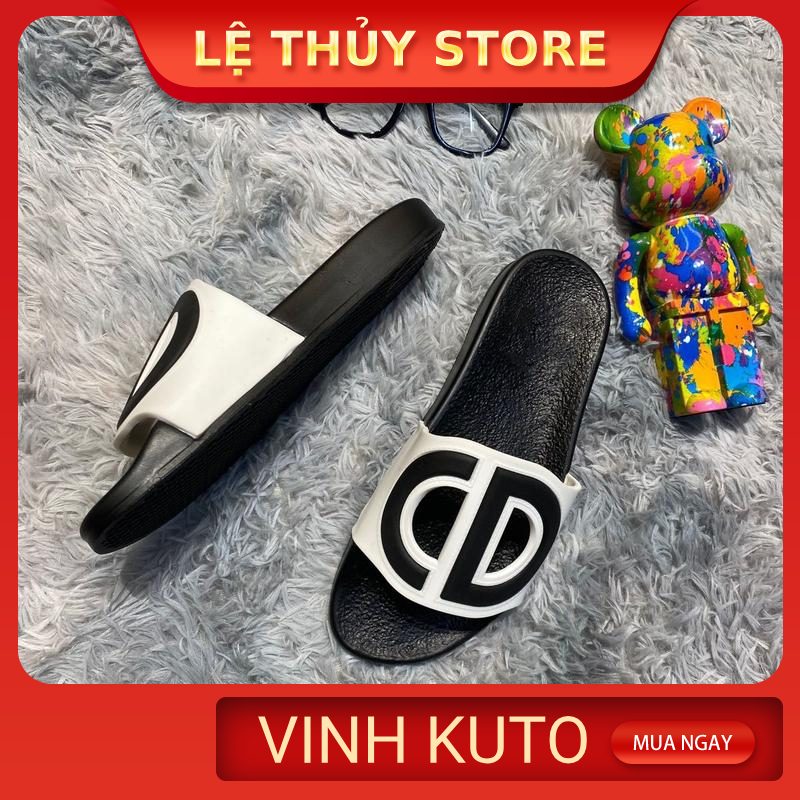 Dép thời trang quai ngang nam đẹp cd trắng đen .Hàng sẵn kho đủ màu  - LỆ THỦY STORE