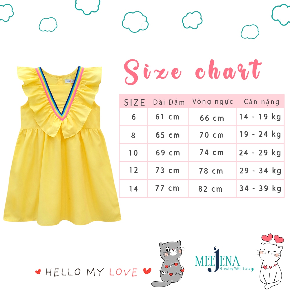 Váy Bé Gái MEEJENA - Váy cho bé gái vải Kate từ 14-39 Kg - Váy bé gái tay cánh tiên - 3041