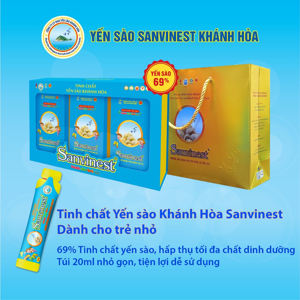 75% Tinh chất yến sào Khánh Hòa Sanvinest dành cho trẻ em - Hấp thu dưỡng chất tối đa.