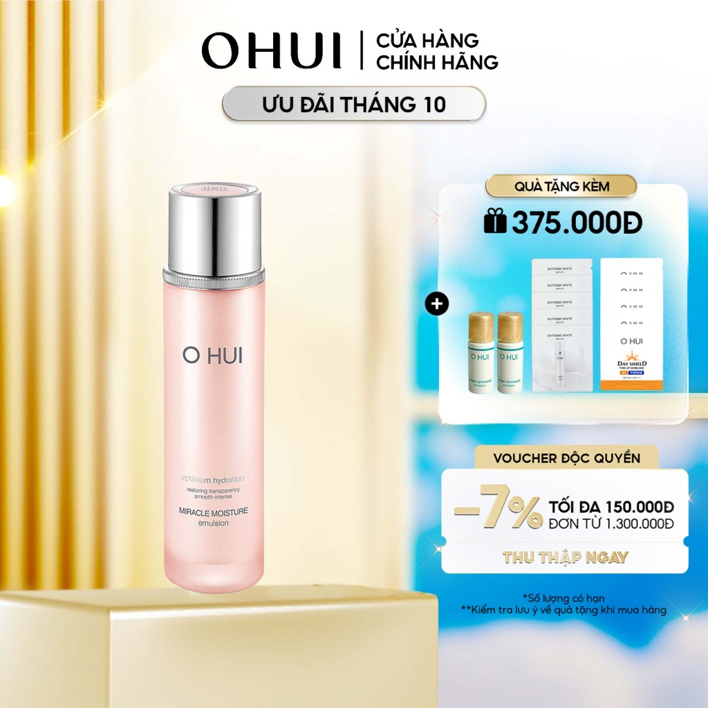 [Mã COSLUX09 giảm 120K đơn 1500K] Sữa dưỡng cân bằng ẩm và dầu OHUI Miracle Moisture Emulsion 140ml