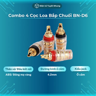 Combo 4 cọc loa bắp chuối chân ngắn, cỡ lớn đa năng bn-d6 - phích cắm chuối cái bh lỗi 1-1