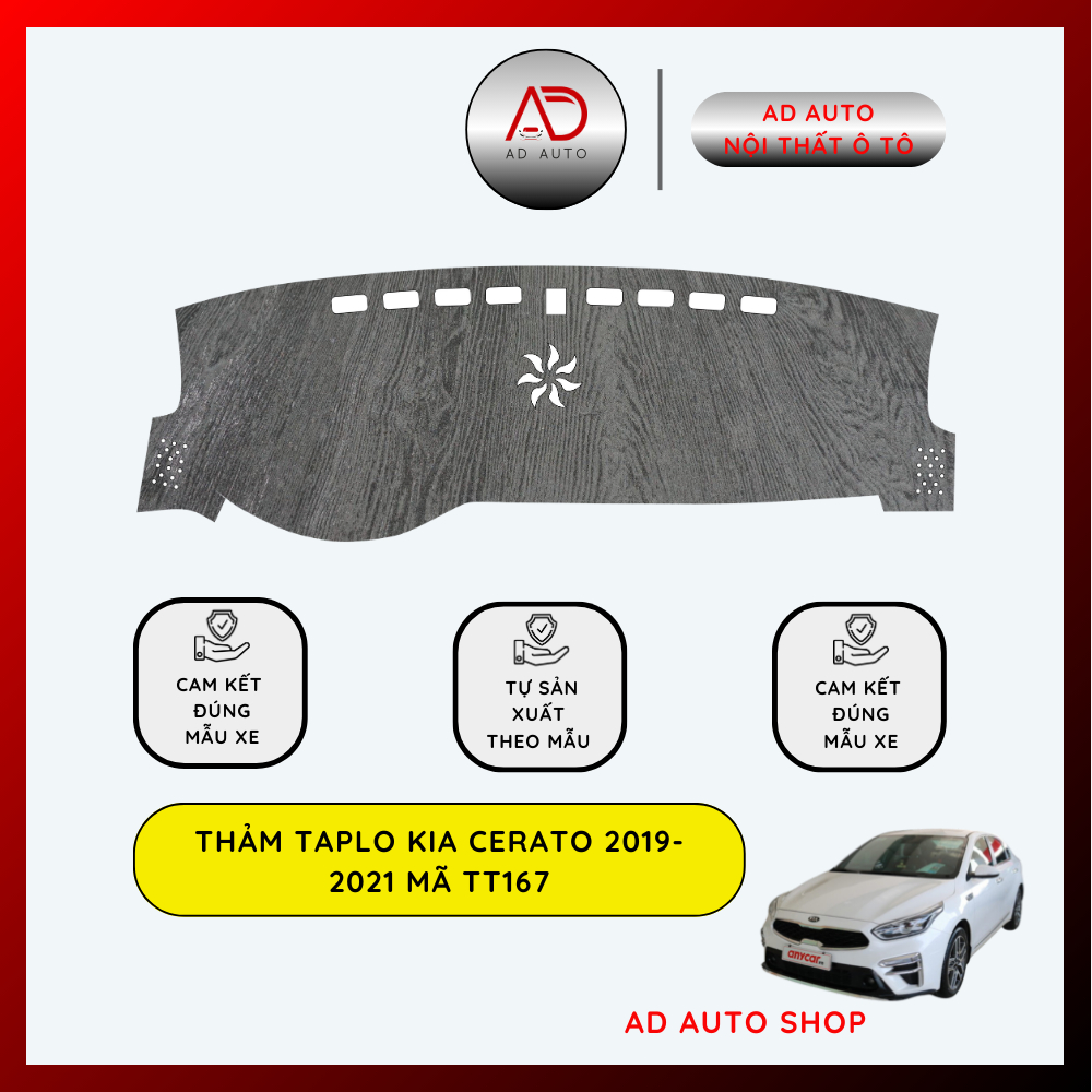 Thảm taplo KIA CERATO 2019-2021 bảo vệ taplo khỏi bị trầy xước do cọ sát, taplo ô tô hiện đại, sang trọng, taplo da pu